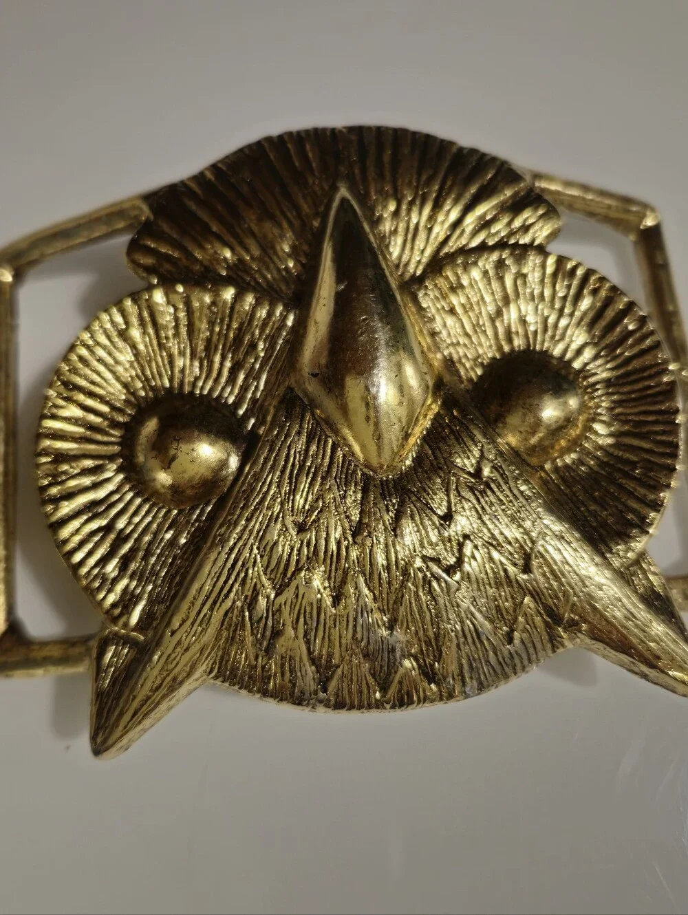 Vintage Gold Tone Owl Belt Buckle Statement Boho Western Unisex